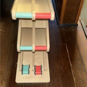 LOVEVERY race and chase wooden track. Both original wooden cars included.